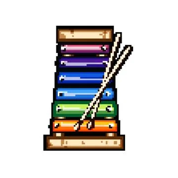 Creative xylophone pixel art vector illustration Stock Illustration