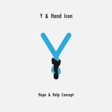 Creative Y- alphabet icon abstract and hands icon design vector template.Busi Illustrazione stock