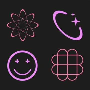 Creative Y2K icons in a clean vector format showcase minimal shapes with a .. Stock Illustration