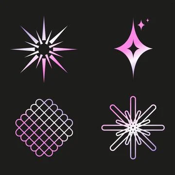 A creative Y2K vector icon pack blending minimal design with nostalgic funk.. Stock Illustration