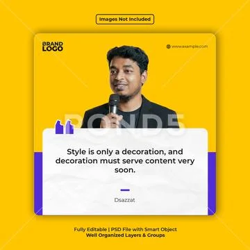 Creative Yellow and Purple Social Media Quote Template PSD Template