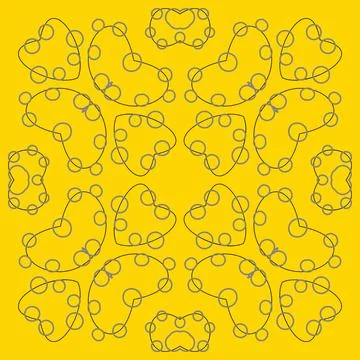 Creative yellow pattern, doodles and lines Stock Illustration
