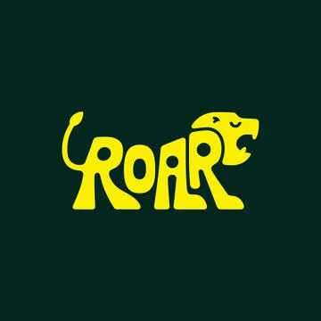 Creative Yellow Roaring Lion Design on Dark Green Background Stock Illustration