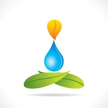 Creative yoga pose design with leaf and water drop concept vector Stock Illustration