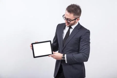 Creative young engineer in a business suit with a tie and sungla Stock Photos