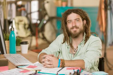 Creative Young Man Using a Virtual Reality Screen Stock Photos