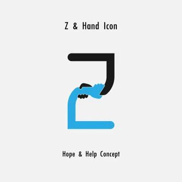 Creative Z- alphabet icon abstract and hands icon design vector template.Busi Stock Illustration