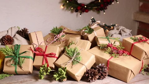 Creative zero waste Christmas concept Stock Footage 142193484