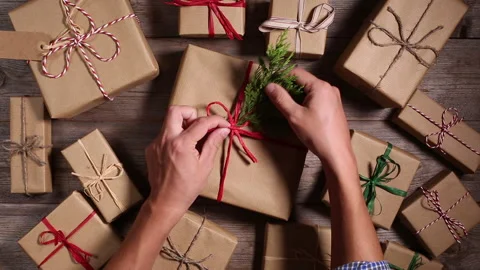 Creative zero waste Christmas concept Stock Footage 144184244