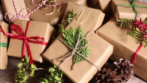 Creative zero waste Christmas concept Stock Footage 144184256