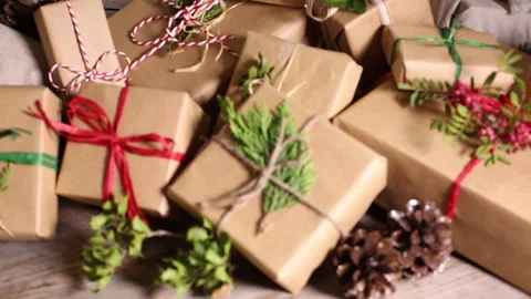 Creative zero waste Christmas concept Stock Footage 144184268