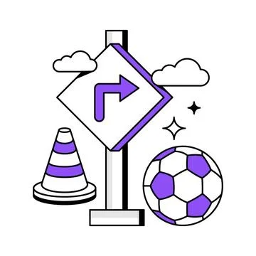 Creatively crafted glyph illustration denoting sports direction signage. Illustrazione stock