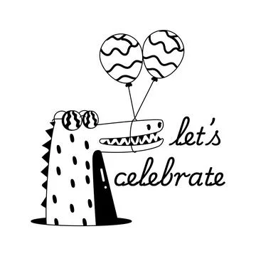 Creatively crafted glyph sticker of cheerful celebration crocodile character Stock Illustration