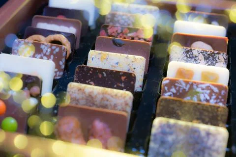 Creatively decorated chocolate tablets Stock Photos
