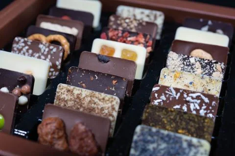 Creatively decorated chocolate tablets Stock Photos