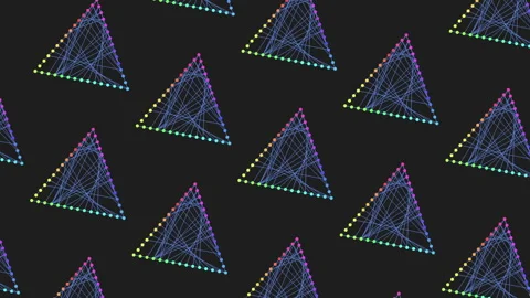 Creatively designed triangular pattern on a bold black background Stock Footage 300739902