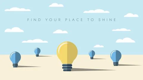 Creativity abstract background concept in modern flat design. Lightbulbs as a Stock Illustration