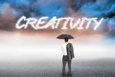Creativity against cloudy landscape background Stock Illustration