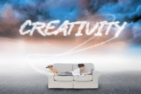 Creativity  against cloudy landscape background イラスト素材