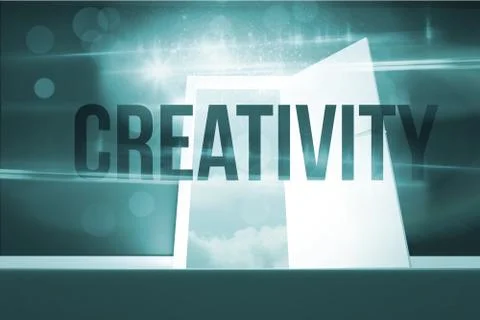 Creativity  against door opening in dark room to show sky Stock Illustration