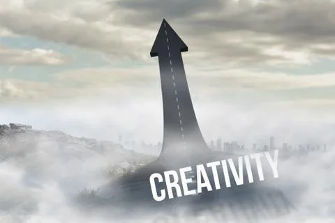 Creativity against road turning into arrow Stockillustratie