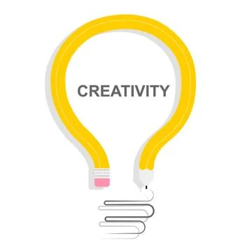 Creativity and innovation. Light bulb made of bent pencil on white background Illustrazione stock