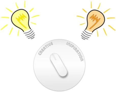 Creativity and inspiration switch with light bulbs Stock-Illustration