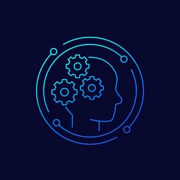 Creativity and thinking icon, linear design Stock Illustration