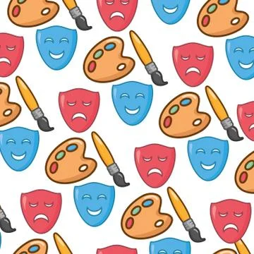 Creativity art masks palette background Stock Illustration