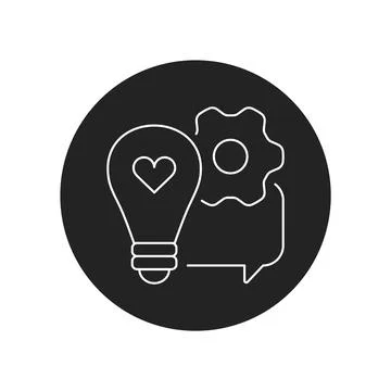 Creativity black glyph icon. Soft skills. Pictogram for web, mobile app, prom Illustrazione stock