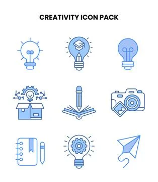 Creativity Blue Bundle Icons Pack 스톡 일러스트