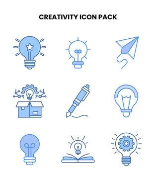 Creativity Blue Design Icons Pack Stock Illustration