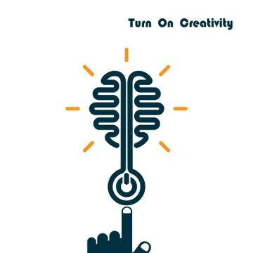 Creativity Brain Opening Concept.Creative Brain Abstract Vector Logo Design T Stock Illustration