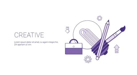 Creativity Business Concept Process Of Creative Development Template Web Banner Stock Illustration