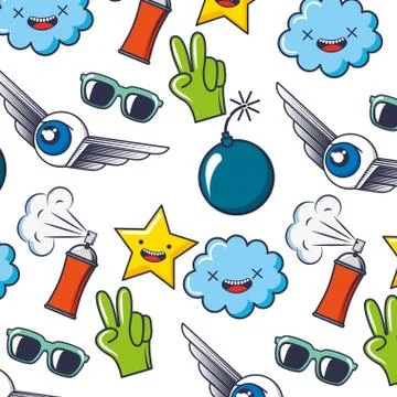 Creativity cloud star spray sunglasses pattern 스톡 일러스트