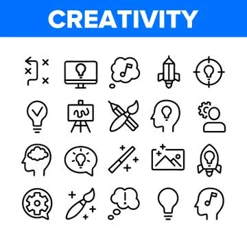 Creativity Collection Elements Icons Set Vector Stock Illustration
