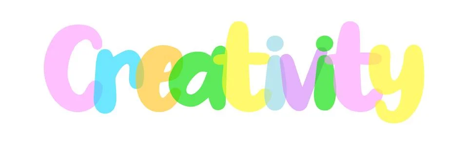 Creativity colorful typography background, label, sticker, text design Stock Illustration