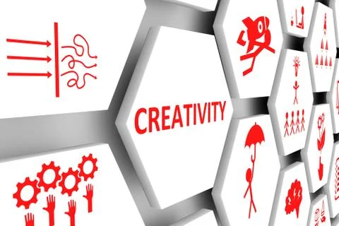 CREATIVITY concept cell background 3d illustration Stock Illustration