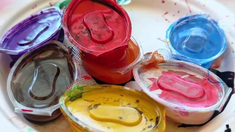 Creativity concept: color paint set on the white table. The view from the top. Stock-Footage 313485255