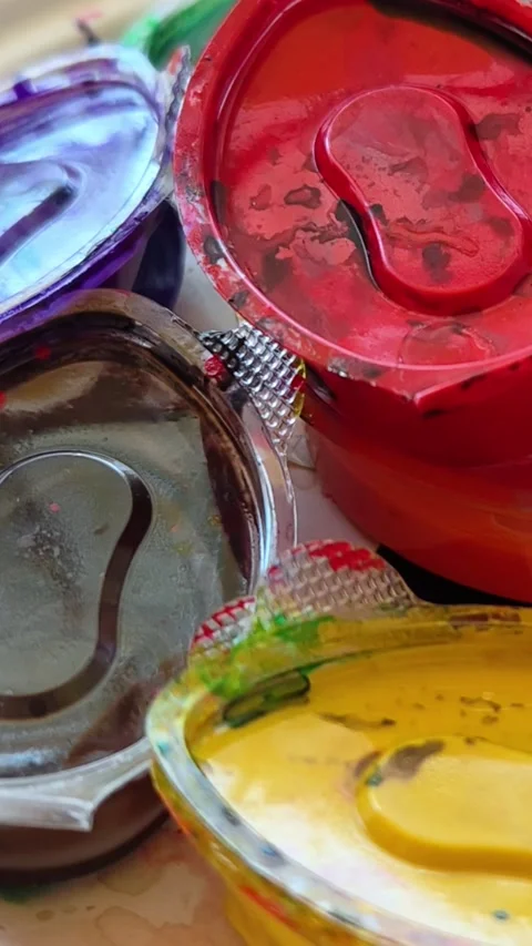 Creativity concept: color paint set on the white table. The view from the top. Stock-Footage 313578185