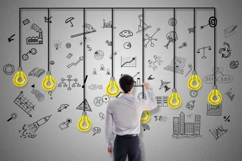 Creativity concept drawn by a man Foto stock