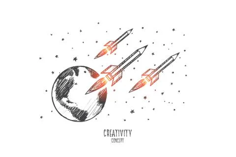 Creativity concept. Hand drawn isolated vector. Illustrazione stock