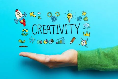 Creativity concept with hand Stock Illustration