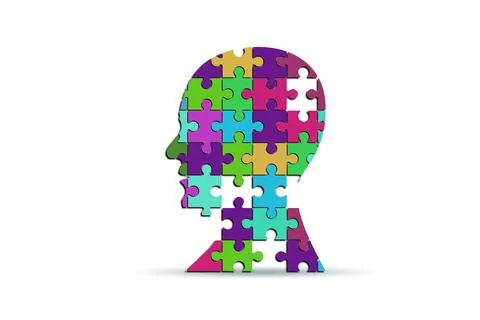Creativity concept with head made of jigsaw pieces Stock Illustration