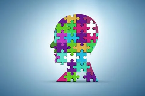 Creativity concept with head made of jigsaw pieces Stock Illustration
