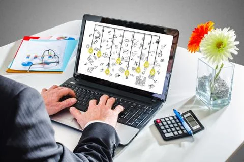 Creativity concept on a laptop screen Stock Photos