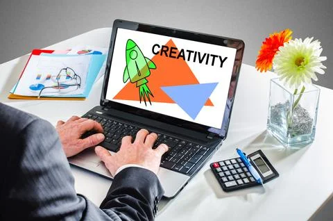 Creativity concept on a laptop screen 스톡 사진