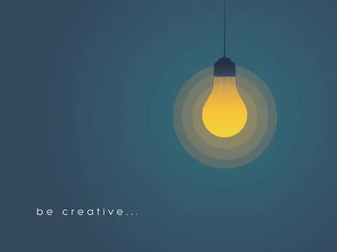 Creativity concept with lightbulb on. New, fresh, creative idea concept. Stock Illustration