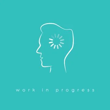 Creativity concept with line art head symbol and loading icon as sign of Stock Illustration