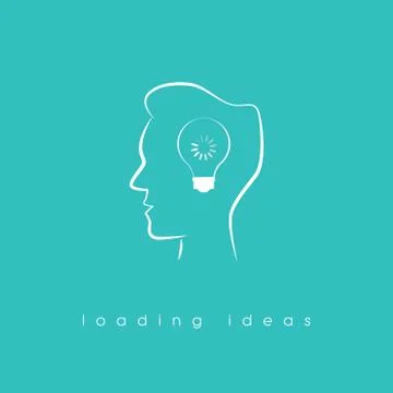 Creativity concept with line art head symbol and loading icon as sign of Stock Illustration